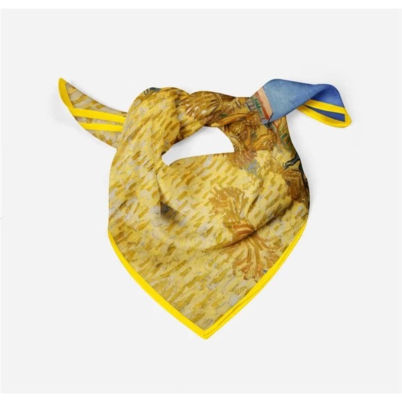 VAN Gogh oil painting series ‘Wheat Field Harvest’ on square silk scarf - Picture 5 of 5